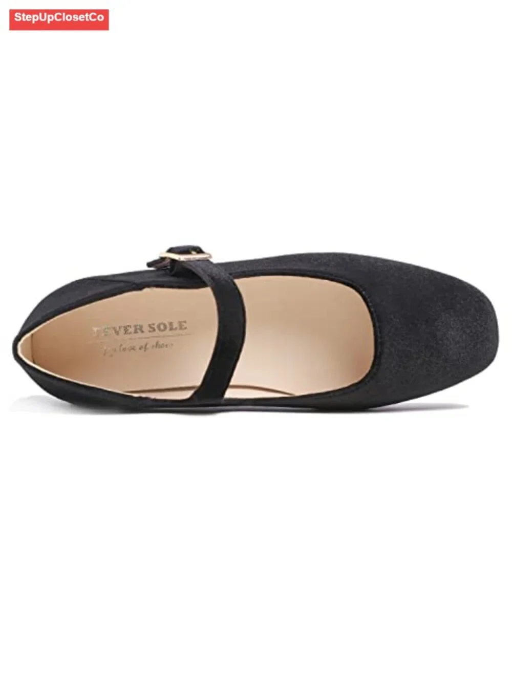 Women's Mary Jane Square Toe Low Heel Slip On Flats with Buckle